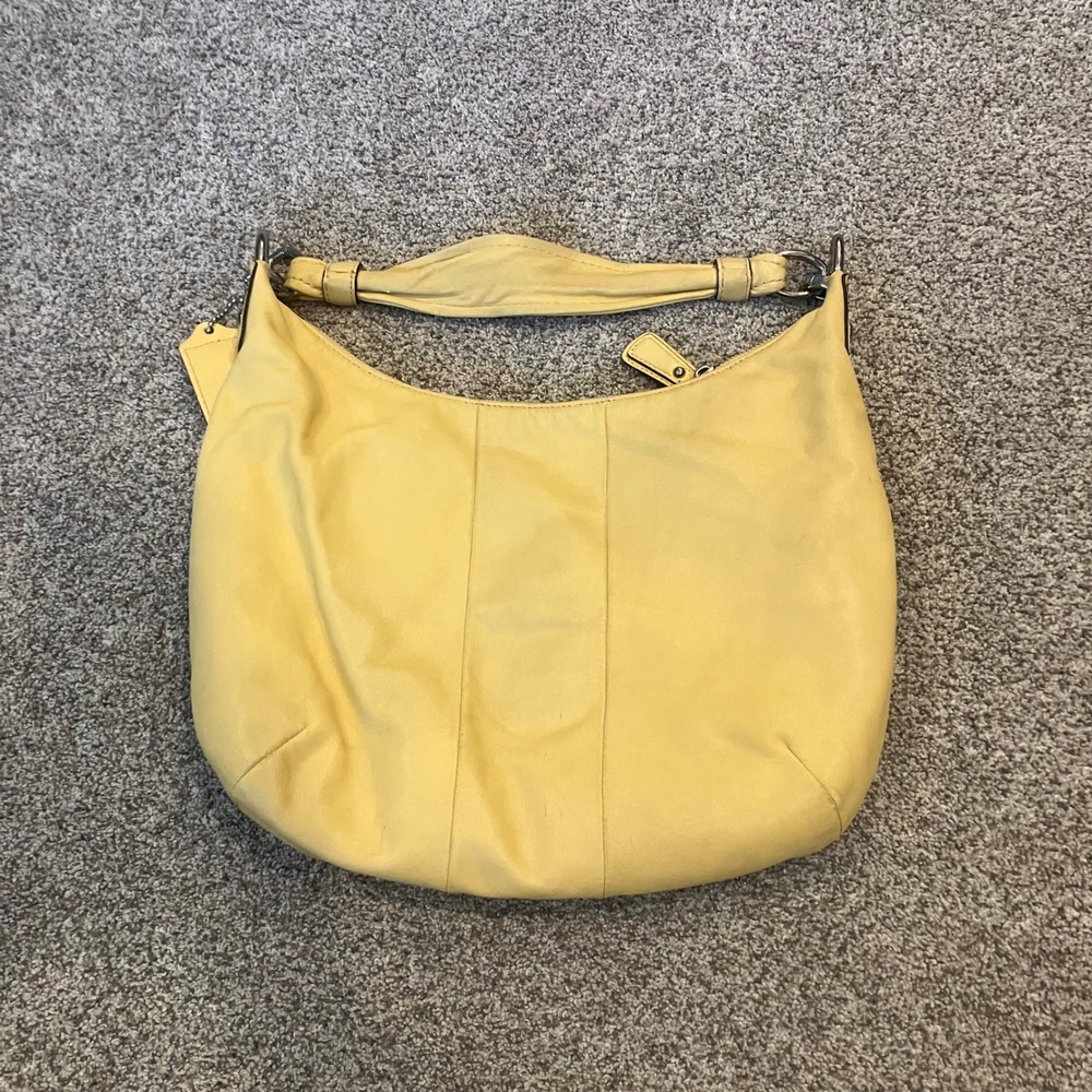 Coach Kristin Yellow Leather Hobo Shoulder Bag 16808 Silver Hardware Slouchy Y2K - Picture 2 of 14